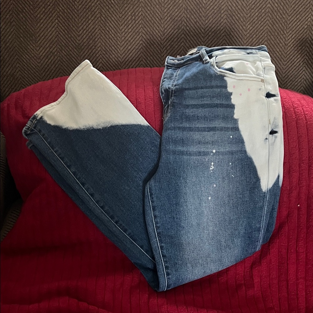 Blue and White Denim Jeans